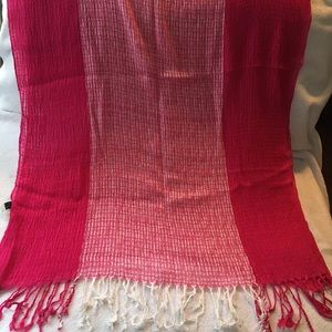 Hot Pink Scarf with Fringe cotton and viscose